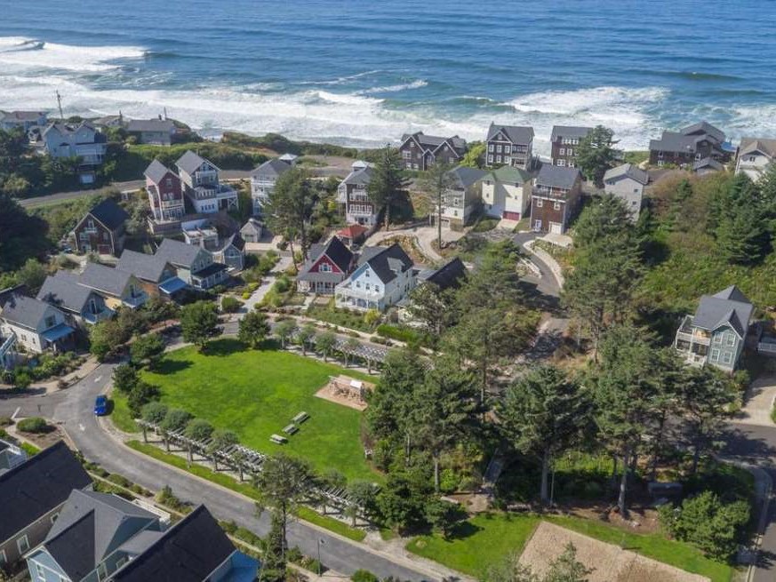 Aerial view of beach property